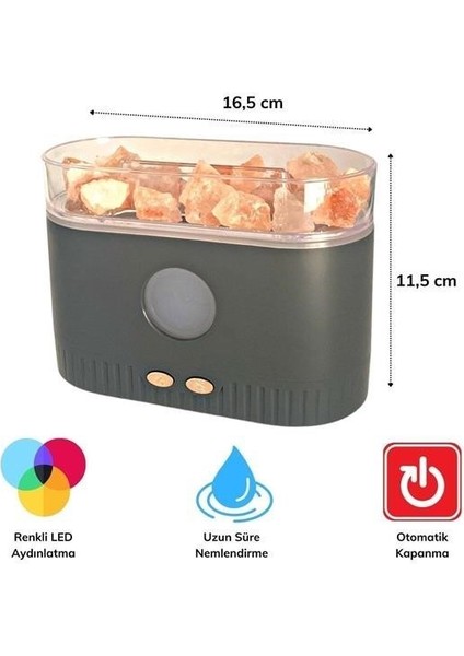 Himalaya Tuzlu Renkli LED Aydınlatmalı 200ML Hava Nemlendiricili Aromaterapi Difüzörü