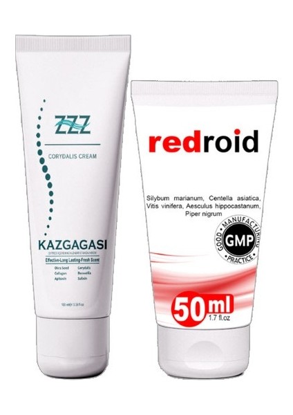 3lü Kaz Gagası Corydalis 100 ml Sırt Bel Kas Iskelet Kısmi Kullanım Kremi + 3lü Redroid 50 ml
