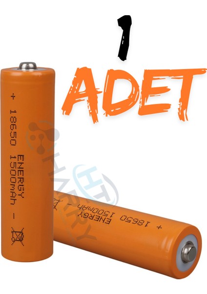 3.7 Volt 1500 Mah 18650 Başlıklı Pil Şarj Edilebilir Pil Li-Ion (Lityum Iyon) Fener Pili