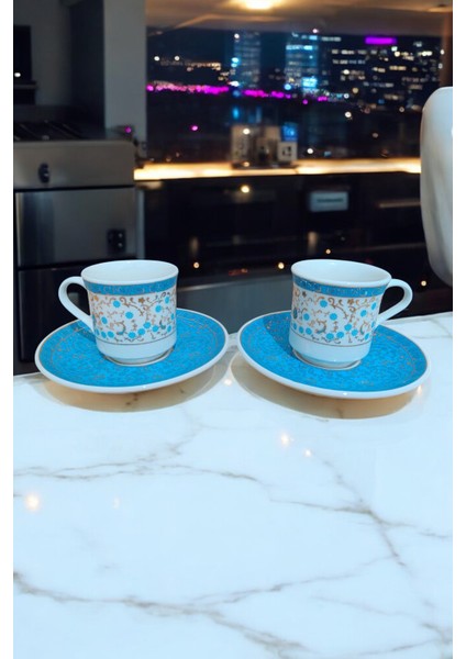 Altın Yaldızlı Kütahya'dan Özel Günler Için 2 Kişilik Kahve Seti - 4 Parça Hediyelik Porselen Fincan Takımı modelleri