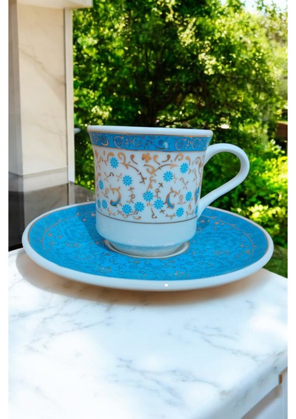 Altın Yaldızlı Kütahya'dan Özel Günler Için 2 Kişilik Kahve Seti - 4 Parça Hediyelik Porselen Fincan Takımı indirimleri