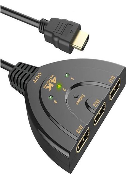 HDMI 4K Ultra Hd 2160P USB Güç Kablolu HDMI 3 Port Ultra Hd Switch Çoklayıcı Çoğaltıcı