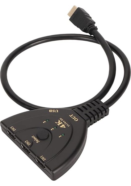 HDMI 4K Ultra Hd 2160P USB Güç Kablolu HDMI 3 Port Ultra Hd Switch Çoklayıcı Çoğaltıcı