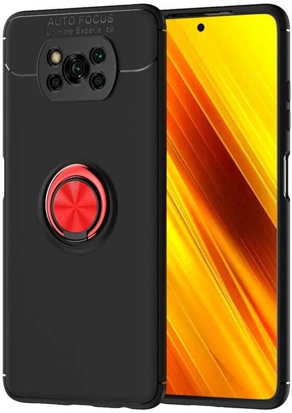 Xiaomi Poco X3 Kılıf Fzd Ravel Silikon Kapak-Siyah-Kırmızı