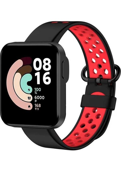Xiaomi Redmi Watch 2 Lite Krd-02 Uyumlu Kordon Zore - Siyah-Kırmızı
