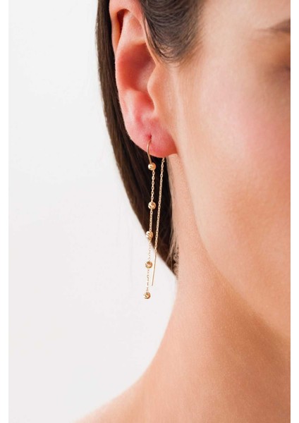 14 Ayar Altın Sallantılı Dorikalı Küpe