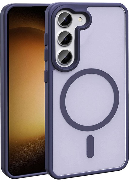 Galaxy S23 Kılıf Magsafe Şarj Özellikli Mat Arka Yüzey Fzd Sio Kapak-Koyu Mor modelleri