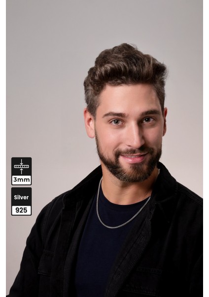 2.5mm Franco Zincir 925 Ayar Gümüş Kolye