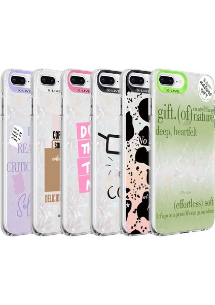 Apple iPhone 7 Plus Kılıf Mermer Desenli Btbm Marbello Kapak-Pembe