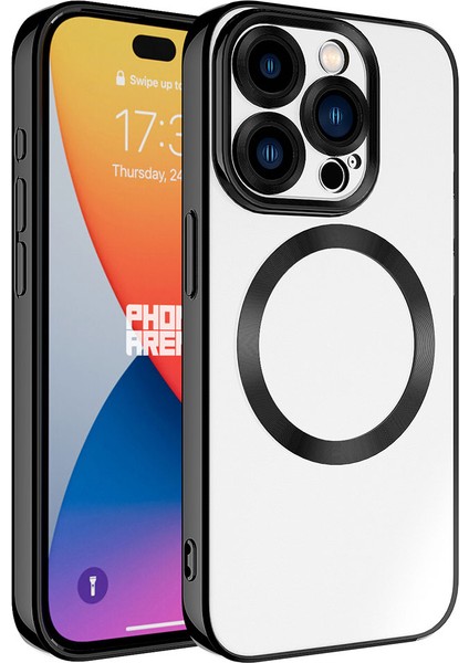 Apple iPhone 15 Pro Max Kılıf Magsafe Wireless Şarj Özellikli Btbm Setro Silikon-Siyah