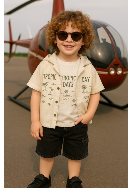 2-5 Yaş Erkek Çocuk 3lu Takım. Tişort Gömlek Şort Takımı. fiyatları