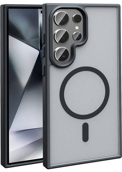 Galaxy S23 Ultra Kılıf Magsafe Şarj Özellikli Mat Arka Yüzey Btbm Sio Kapak-Siyah