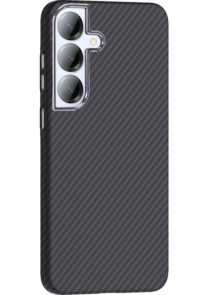 Galaxy S25 Plus Kılıf M-Safe Şarj Özellikli Karbon Fiber Görünümlü Btbm Gros Kapak - Desert Titanyum modelleri