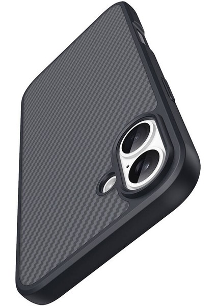 iPhone 16 Plus Kılıf Magsafe Şarj Özellikli Karbon Fiber Tasarımlı Fzd Elnino Kapak-Siyah-Siyah indirimleri