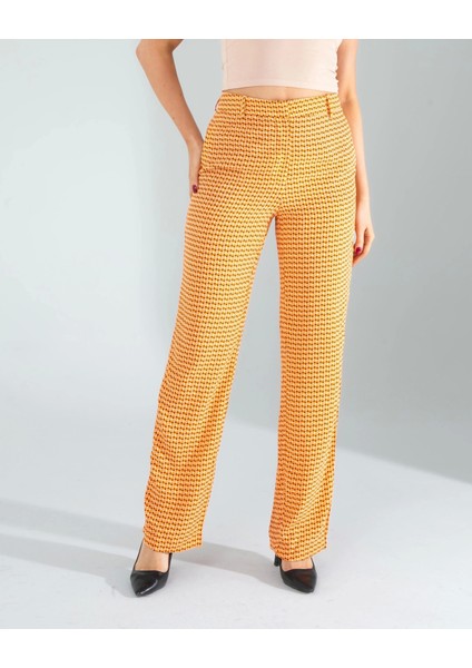 Retro Desen Cepli Turuncu Pantolon