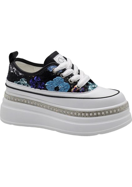 Siyah Yüksek Taban Kadın Sneaker 25Y423-6 Z modelleri