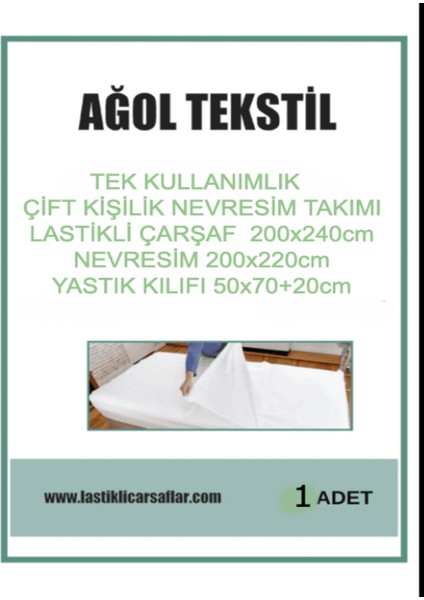 Tek Kullanımlık Nevresim Takımı Çift Kişilik (Lastikli Çarşaf + Yorgan Kılıfı + Yastık Kılıfı)