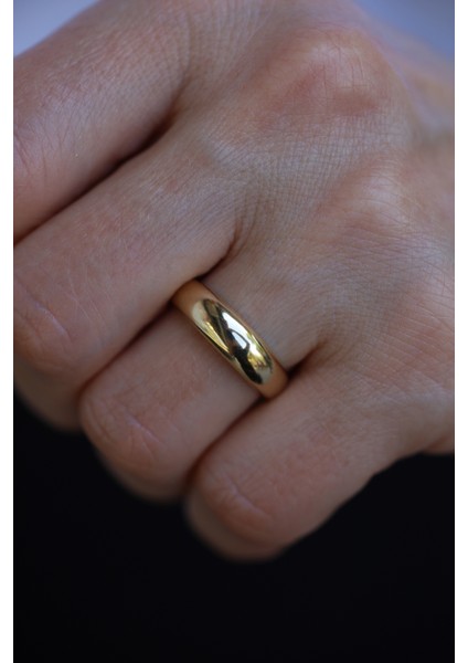 14 Ayar Altın Ince Düz Bombeli Yüzük