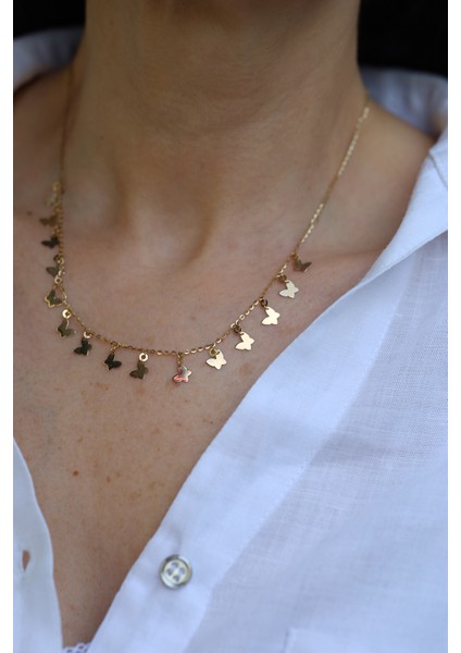 14 Ayar Altın Kelebek Pullu Kolye fiyatları