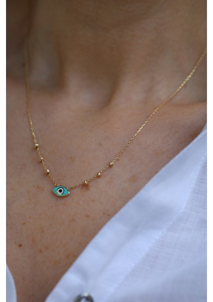 14 Ayar Altın Dorika Top Detaylı Göz Figürlü Kolye fiyatları