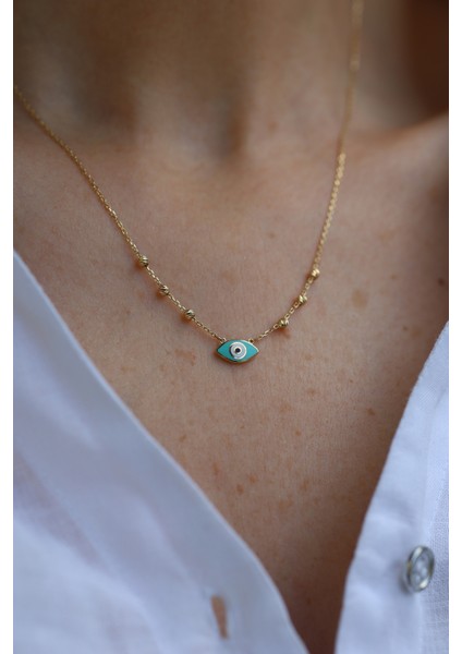 14 Ayar Altın Dorika Top Detaylı Göz Figürlü Kolye indirimleri