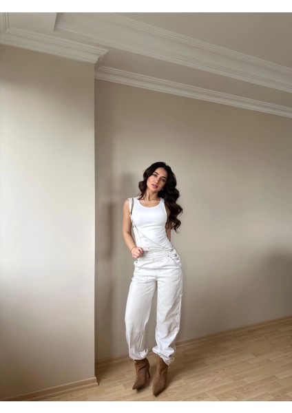 Halter Yaka Beyaz Bodysuit