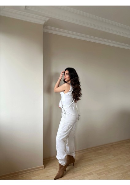 Halter Yaka Beyaz Bodysuit