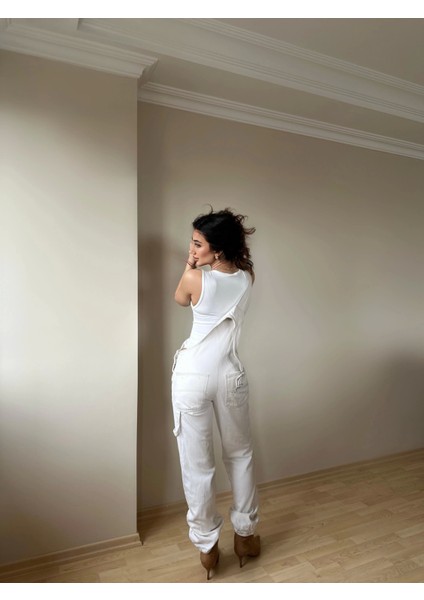 Halter Yaka Beyaz Bodysuit