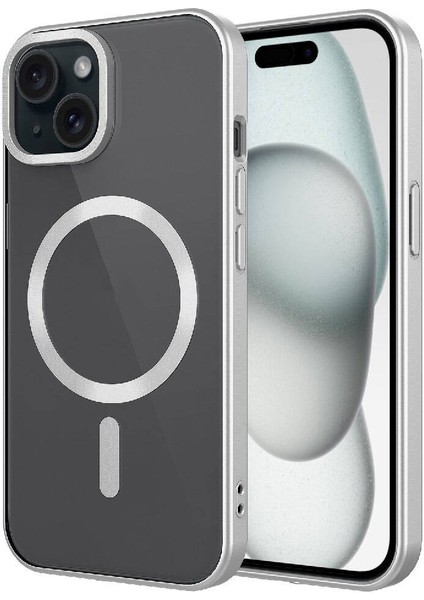 Apple iPhone 15 Kılıf Mat Tasarımlı Magsafe Wireless Şarj Özellikli Klfs Mat Setro Kapak-Titanyum