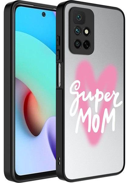 Xiaomi Redmi 10 Kılıf Aynalı Desenli Kamera Korumalı Parlak Klfs Mirror Kapak-Süper Anne