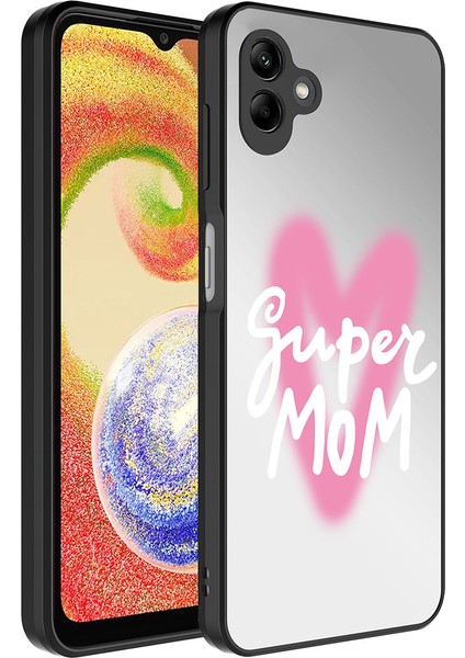 Galaxy A04 Kılıf Aynalı Desenli Kamera Korumalı Parlak Klfs Mirror Kapak-Süper Anne