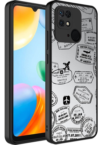Xiaomi Redmi 10C Kılıf Aynalı Desenli Kamera Korumalı Parlak Klfs Mirror Kapak-Seyahat