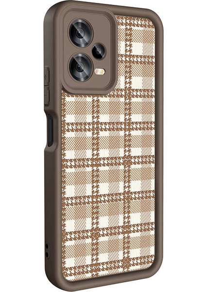 Xiaomi Redmi Note 12 5g Kılıf Kamera Korumalı Baskılı Arka Yüzey Klfs Klas Kapak-Açık Kahve