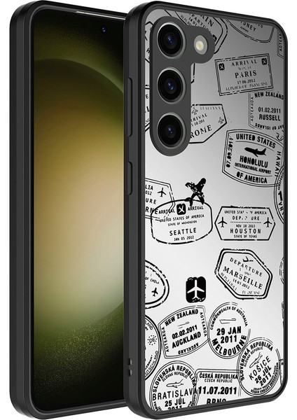 Galaxy S23 Plus Kılıf Aynalı Desenli Kamera Korumalı Parlak Klfs Mirror Kapak-Seyahat