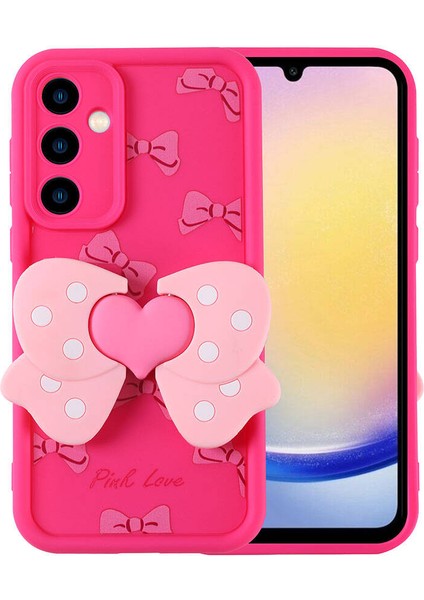 Galaxy A25 Kılıf Kamera Korumalı Figür Tasarımlı Klfs Kapya Kapak-Pembe Koyu