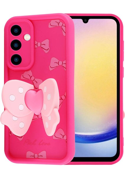 Galaxy A25 Kılıf Kamera Korumalı Figür Tasarımlı Klfs Kapya Kapak-Pembe Koyu