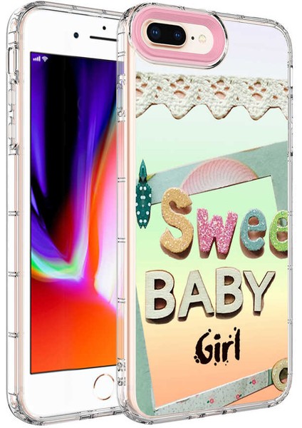 iPhone 8 Plus Kılıf Kamera Korumalı Renkli Desenli Sert Silikon Klfs Korn KAPAK-NO10