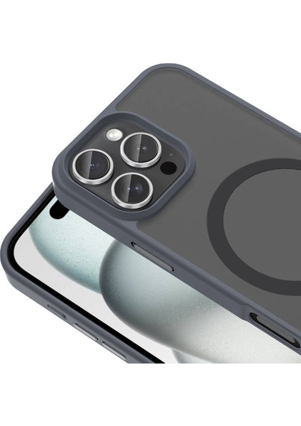 iPhone 16 Pro Max Kılıf Magsafe Şarj Özellikli Mat Arka Yüzey Klfs Sio Kapak-Lacivert fırsatları
