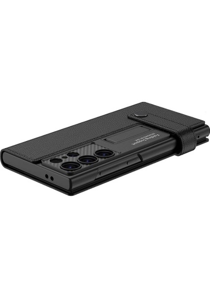 Galaxy S24 Ultra Klfs Kıpta Standlı Kartlıklı Kapak-Siyah fiyatları