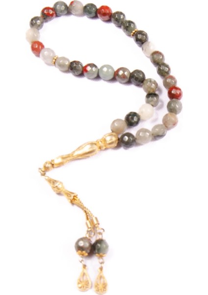 Küre Kesim 8x8 mm Özel Seri Ceyd Taşı Gümüş Püsküllü Tesbih