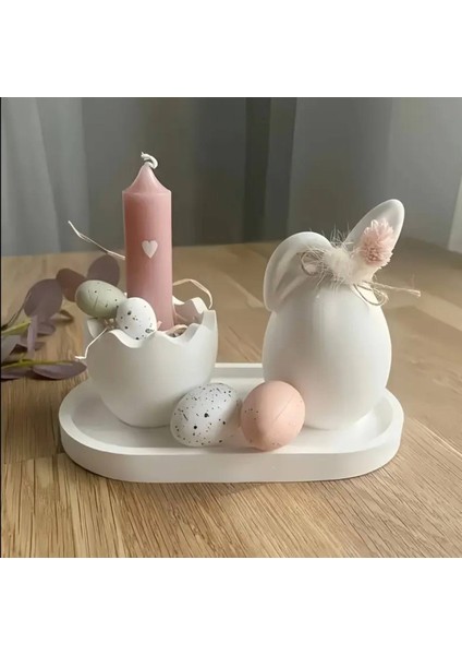 Tavşan Detaylı Dekoratif Mum Seti