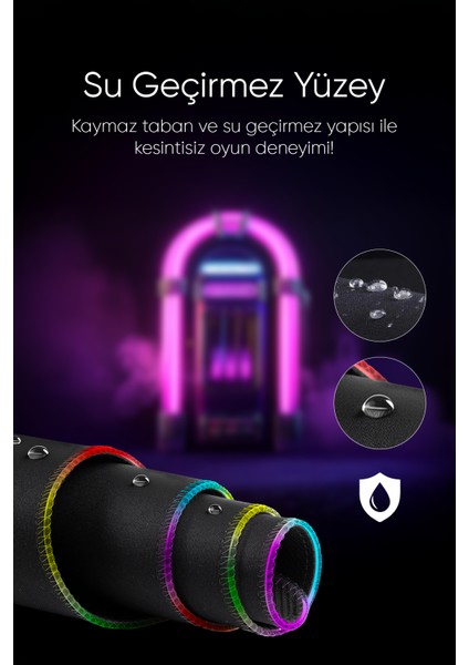 Rgb Düz Siyah 70*30 cm Gaming Oyuncu Mousepad Işıklı Mouse Pad