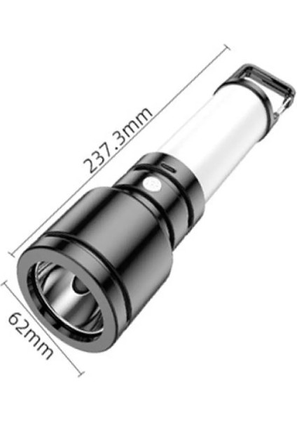 Şarjlı Hem El Feneri Hem Kamp Lambası Olabilen 500 Lümen 3W+SMD LED Anahtarlıklı Kamp Lambası
