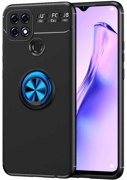 Oppo A15S Kılıf Klfs Ravel Silikon Kapak-Siyah-Mavi