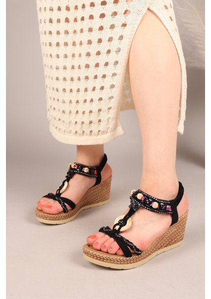 Floral Kelebek ve Çiçek Tokalı Dolgu Topuklu Ayakkabı Siyah fiyatları