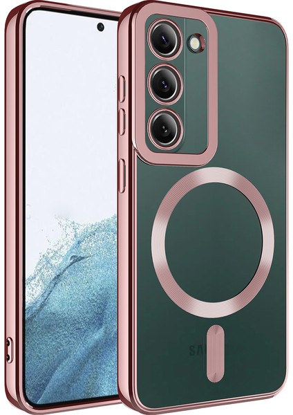 Galaxy S23 Plus Kılıf Magsafe Wireless Şarj Özellikli Fzd Setro Silikon-Rose Gold