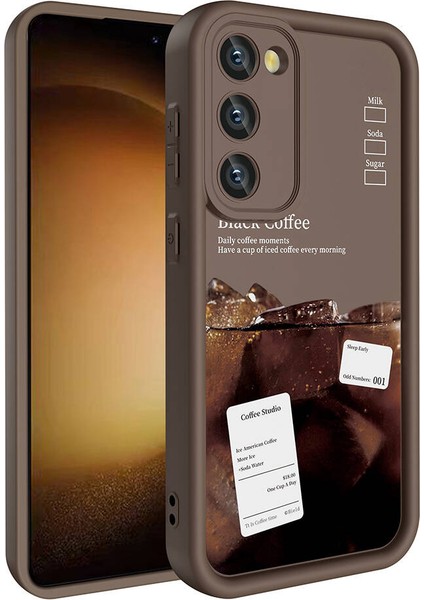 Galaxy S23 Kılıf Kamera Korumalı Baskılı Arka Yüzey Fzd Klas Kapak-Açık Kahve fiyatları