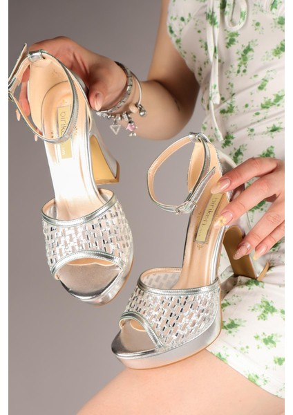 Divoza File Garnili Platform Topuklu Ayakkabı Gümüş indirimleri