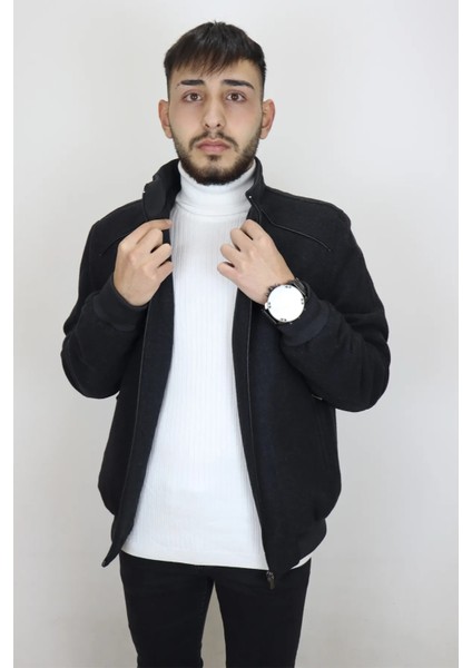 Fistan Store Erkek Hakim Yaka Spor Kesim Rahat Kalıp Kolları Lastikli Kışlık Kaşmir Kaban