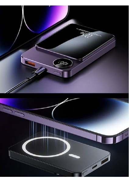 10000 Mah Magsafe Uyumlu Powerbank | 22.5W Hızlı Şarj | Dijital Göstergeli | Type-C & USB Çıkışlı